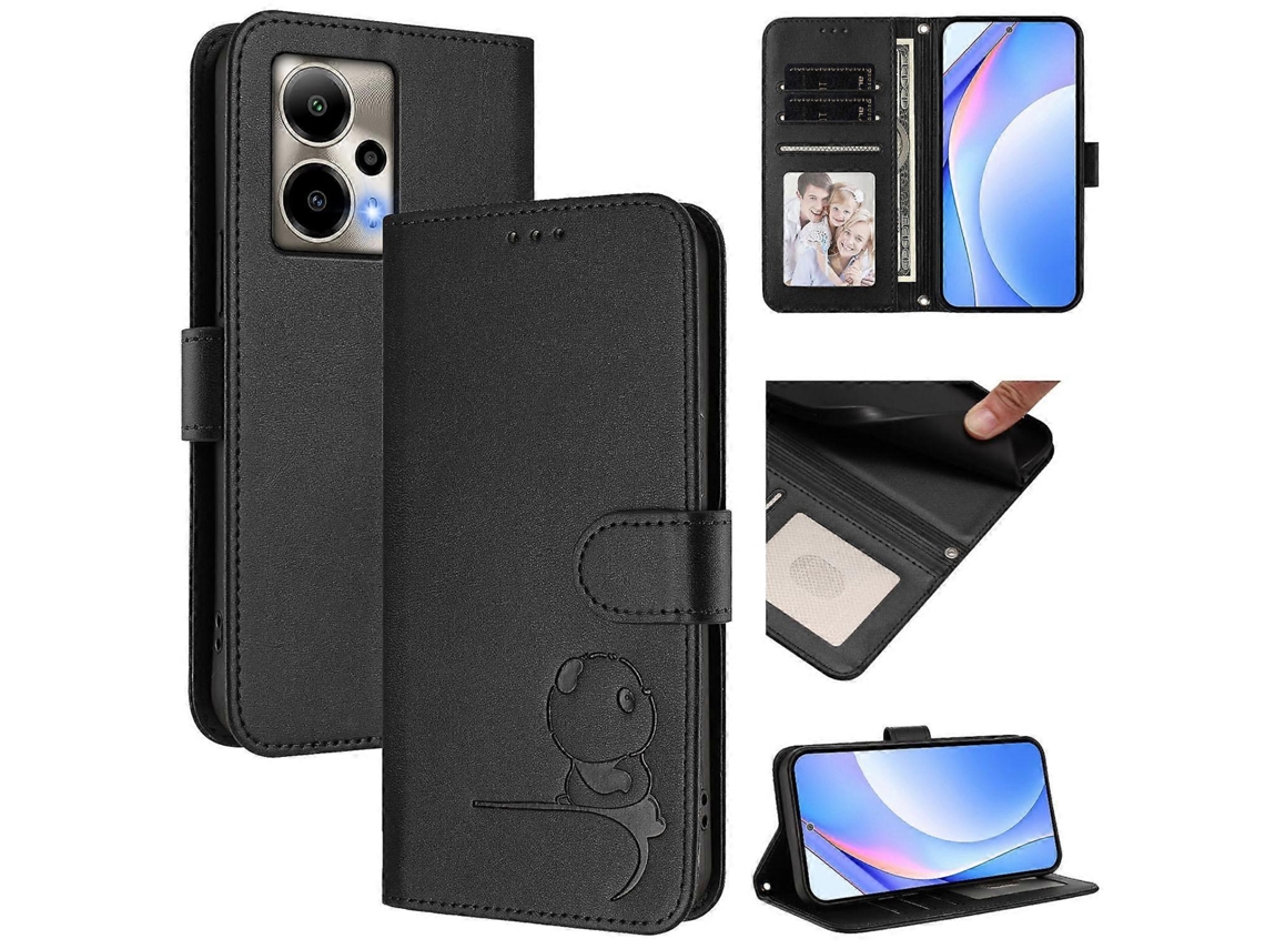 Capa De Couro Para Celular Com Rfid E Cordão Litter Panda