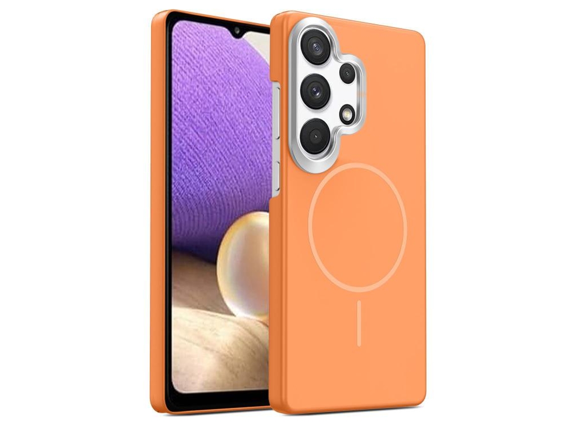 Capa Para Samsung Galaxy A33 5g Fina Circular Magsafe À Prova De Choque Dourada Em Policarbonato Laranja