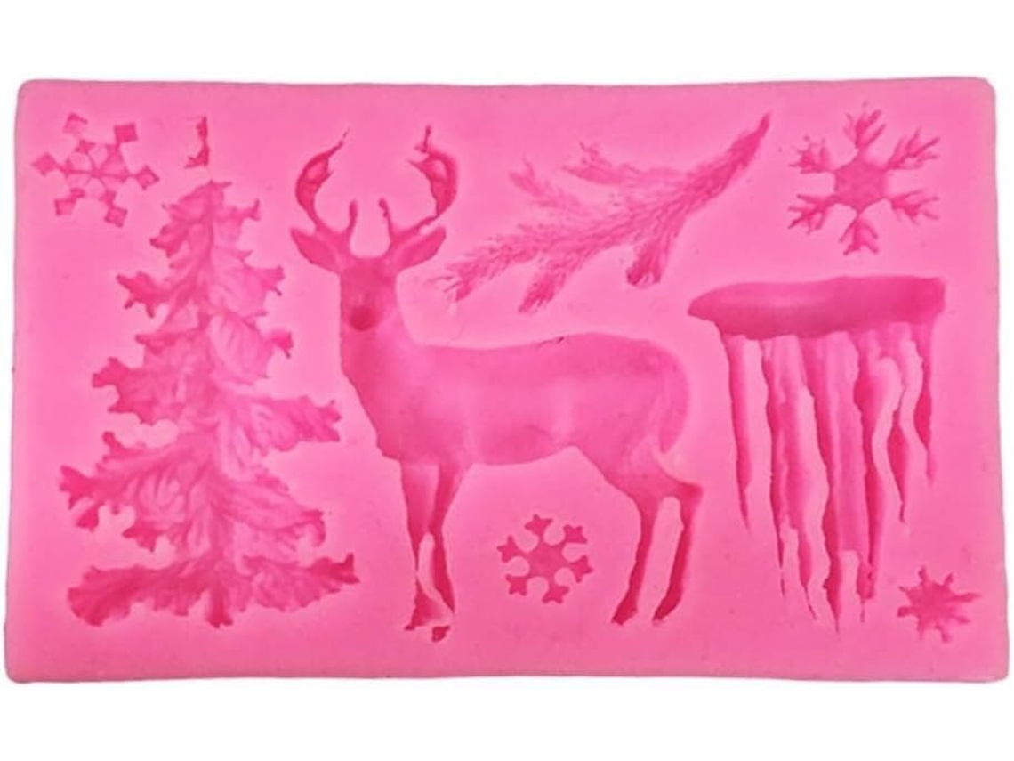 Formas De Silicone Para Assar Com Flocos Neve 3d E Renas Natal