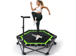 Nettlife Trampolim Fitness Dobrável Para Interiores - Mini Cama Elástica De Fitness Com Pega Ajustável - Capacidade De Carga De 150 Kg - Ø 89 Cm