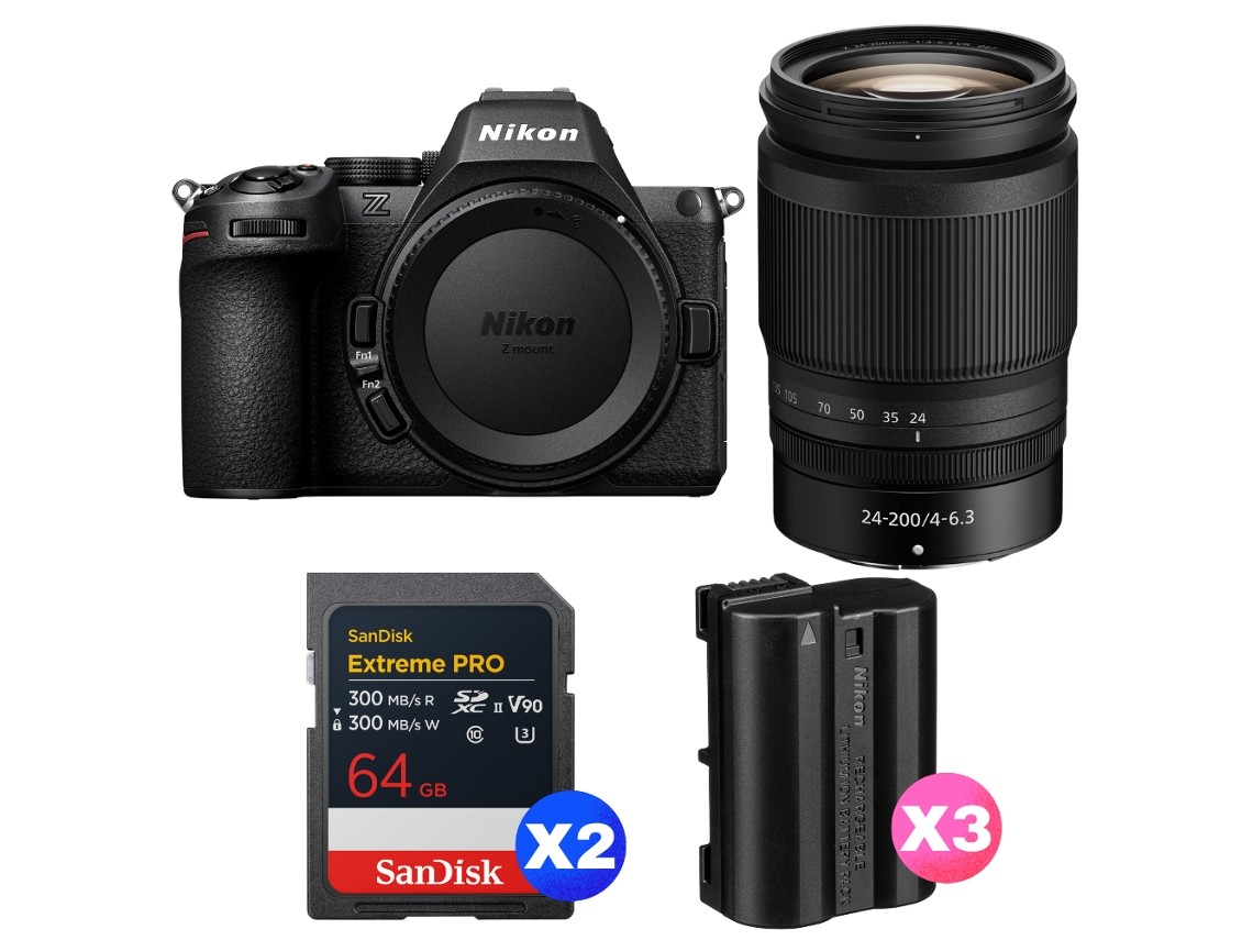 Z5 Ii + 24 200mm F/4 6.3 Vr + 2 Sandisk 64gb Extreme Pro Uhs ii Sdxc + 3 Nikon En el15c + Ebook “20 Dicas para Fotos Que Impressionam” NIKON