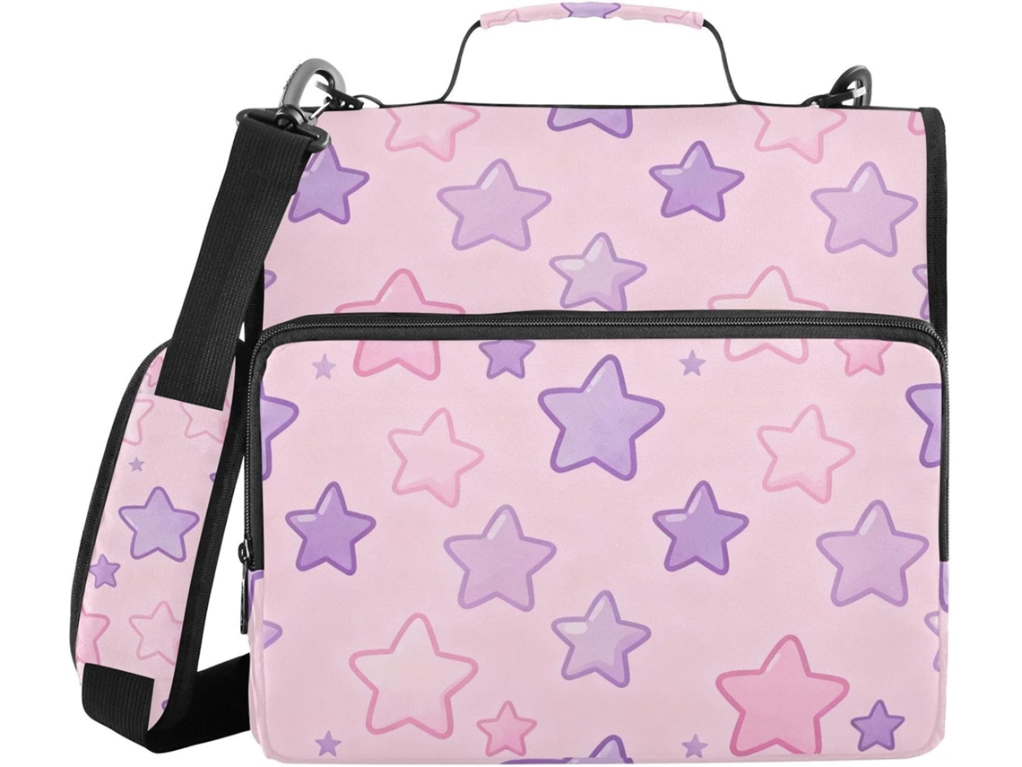 Dreamy Star Pasta De 3 Argolas 1, 5 Polegadas Com Alça E Vários Bolsos, Ideal Guardar Documentos Escolares