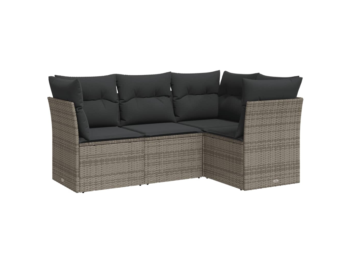 Conjunto de 4 Sofás de Jardim com Almofadões Vime Pe Cinzento MAISON EXCLUSIVE (4 pcs)