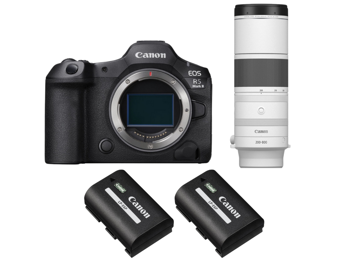 Eos R5 Mark Ii + Rf 200 800mm F/6.3 9 Is Usm + 2 Canon Lp e6p + Ebook “20 Dicas para Fotos Que Impressionam” CANON