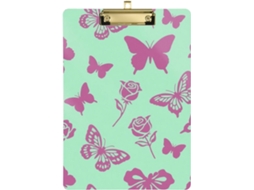 Clipe Prancheta Borboleta Sonhadora, Rosa, Turquesa, Rosa, Caminhão, Tamanho 9x 12, Dourado