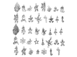 Laxiscreed Conjunto De 40 Pingentes De Prata Antiga Para Personalizar Acessórios De Natal, Pulseiras E Brincos
