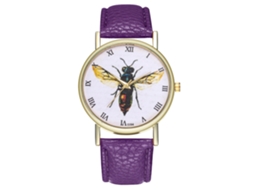 Reloj Mujer Hombre Cuero Quartzo Zhoulianfa T194-a Especimen Insecto Púrpura