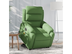 Vidaxl Poltrona Massagens Elevatória Elétrica Veludo Verde-claro