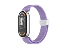Bracelete para Xiaomi Smart Band 10/9/8 Nylon Elástico Cabeça de Metal Fivela Magnética Lavanda XIAOMOYU
