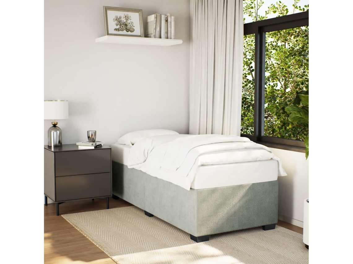 Vidaxl Estrutura De Cama Sem Colchão 80x200 Cm Veludo Cinzento-claro