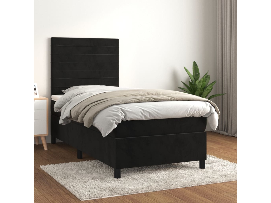 Vidaxl Cama Com Molas/colchão 100x200 Cm Veludo Preto