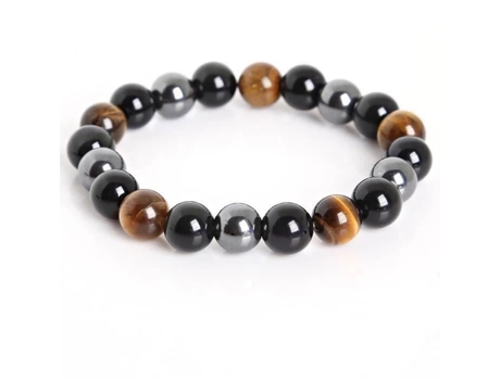 Pulseira Não Especificado Olho De Tigre Hematita Obsidiana Negra 10 Mm Zisonix