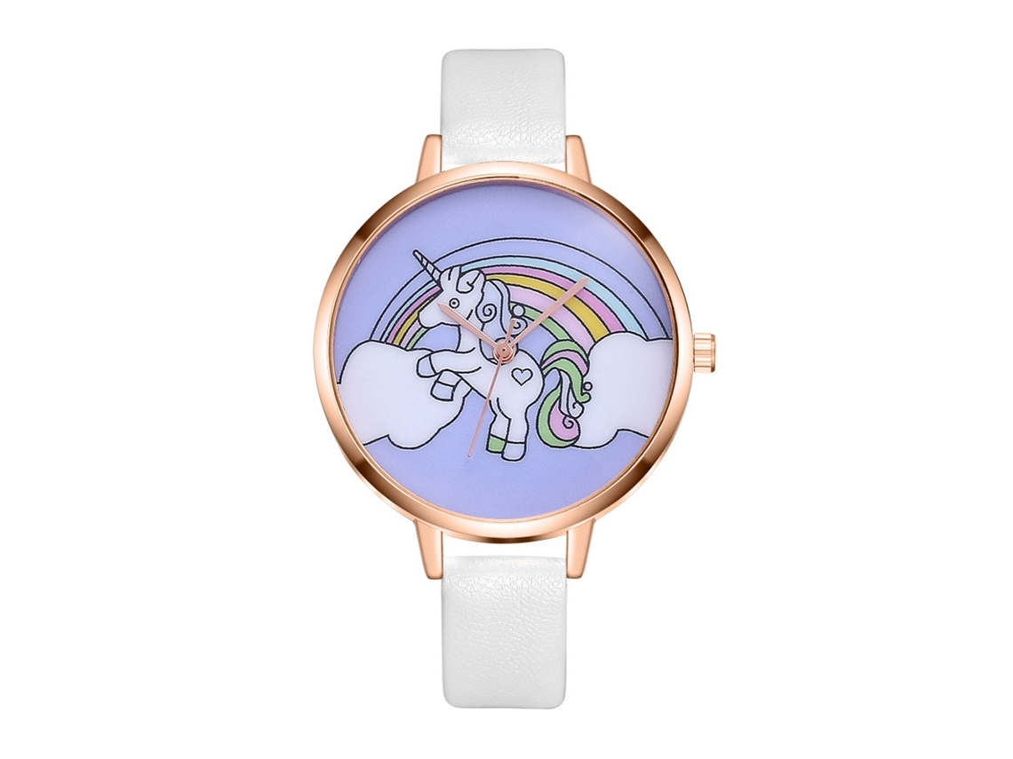 Relógio Analógico Feminino Simples de Quartzo com Pulseira de Couro Pu Slim Zhoulianfa Branco