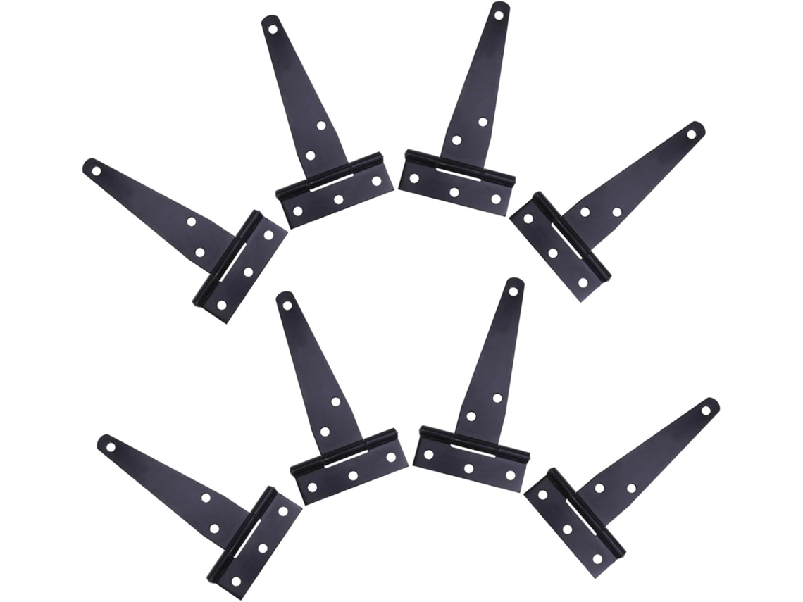 Conjunto De 8 Dobradiças Em T Reforçadas, Pretas, Para Portões,