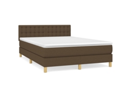 Cama com Molas/Colchão 140x190 Cm Tecido Castanho Escuro MAISON EXCLUSIVE
