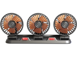 Ventilador Para Carro Com 2 Velocidades, Rotação De 360 Graus, Ajuste Para Cima E Baixo Três Cabeças De Ventilação