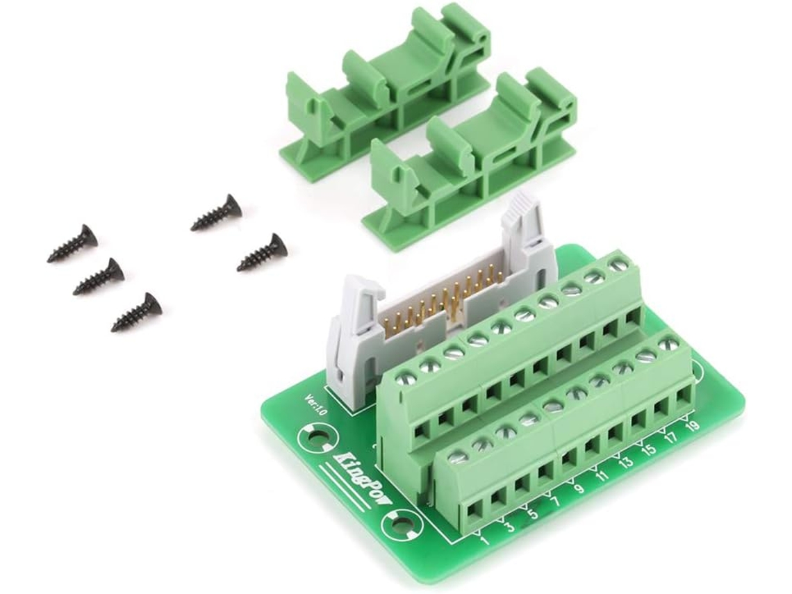 Interface PLC de 20 pinos, conector de bloco de junção IDC20P com base macho e suporte.