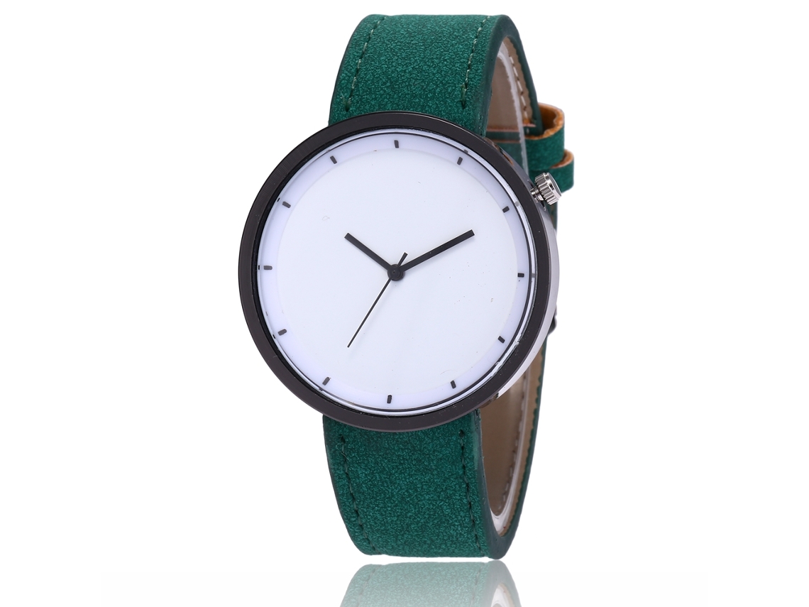 Relógio de pulso casual de casal Zhoulianfa Quartz com pulseira de couro PU (verde)