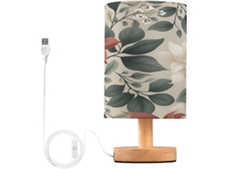 Abajur De Cabeceira Led Com Estampa Floral, Portas Usb, Luminária De Mesa, Luminária De Leitura, Luminária De Mesa Para