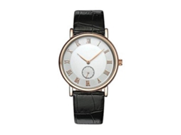 Relógio casual de quartzo com pulseira de couro PU para casais (masculino, pulseira preta, mostrador branco)