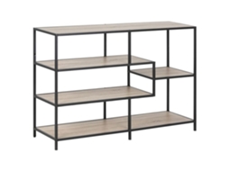Biblioteca 4 Prateleiras Assimétricas MDF e Metal Preto e Bege S/MARCA