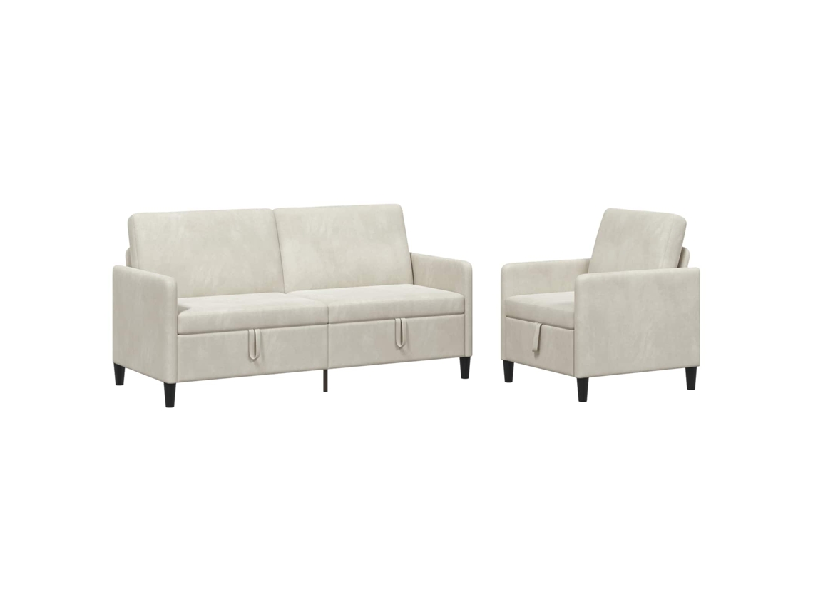 Vidaxl Conjunto De Sofá Com Armazenamento 2 Unid. Creme Poliéster