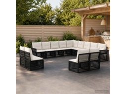 Vidaxl Conjunto De Sofá De Jardim 13 Unid. Preto E Branco Creme