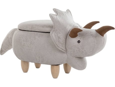 Tamborete em pele sintética cinzento claro TRICERATOPS