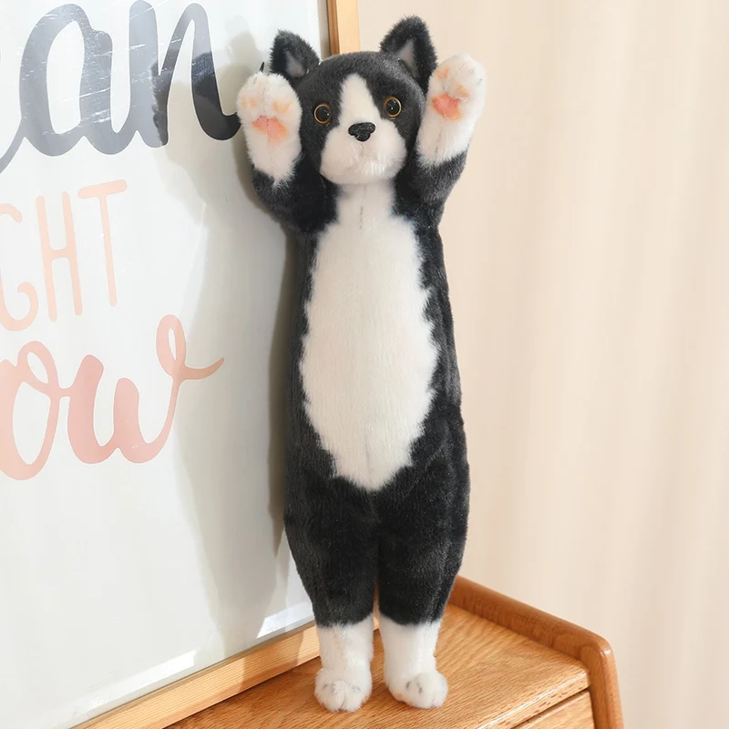Almofada de Pelúcia Fofa e Macia em Formato de Gato da Sorte, Ideal para Dormir. MDUG (preto, 40cm)