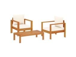 Maison Exclusive - 3 Pcs Conjunto De Sofás De Jardim Com Almofadões Acácia Maciça