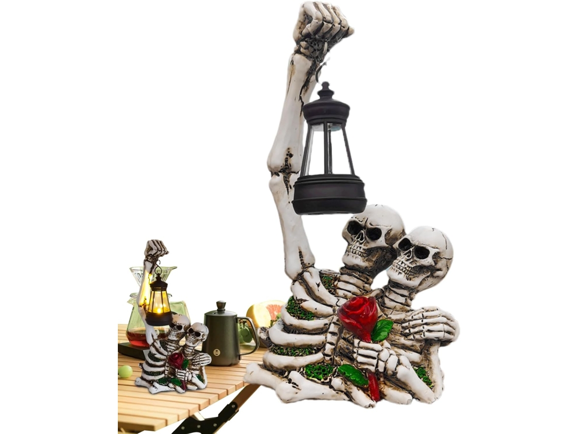 para Jardins Par de Figuras Solares em Forma de Esqueleto Cortina de Luz Decorativa em Resina para Terraço, Pátio, CHABERLU