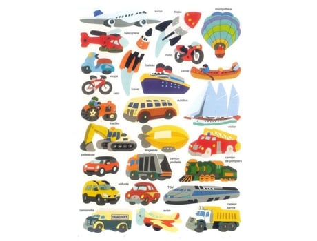 Gommettes Meios De Transporte Ctop 50 Peças Criança Misto Decoração Criativa