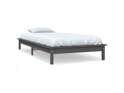 Estrutura de Cama 100x200 Cm Pinho Maciço Cinzento MAISON EXCLUSIVE