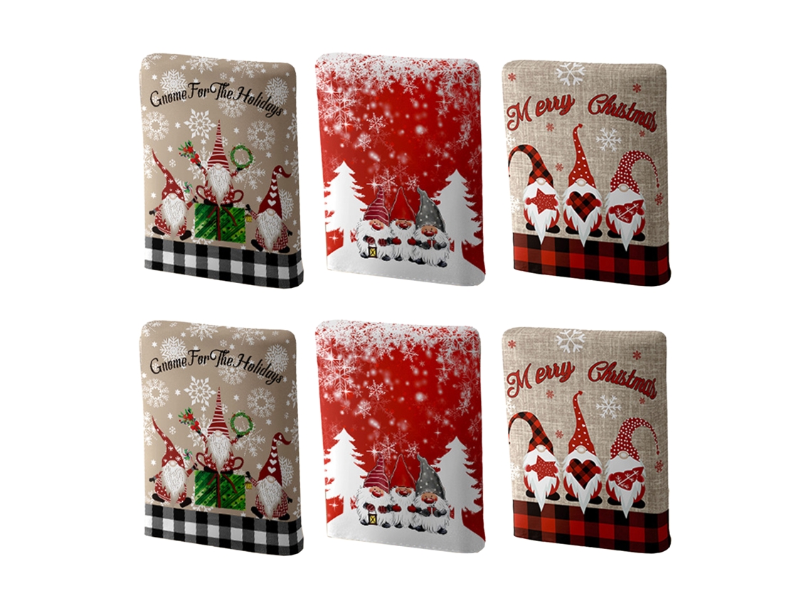 Laxiscreed Conjunto De 6 Capas Decorativas Para Encosto De Cadeira De Natal Em 3 Estilos Diferentes