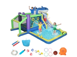 Gonfiabile Tema Squali Com Scivolo, Piscina/piscina Palline Per Divertimento Bambini All'aperto