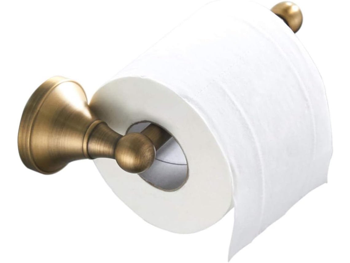 Suporte para Papel Higiênico Sem Tampa, em Latão Antigo, com Haste, 20cm / 7, 87 Polegadas, Bronze Escovado AQUAFORGE