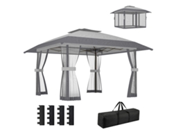 Tenda ZACHARY 4x4m com teto duplo, laterais em tela, altura ajustável, bolsa