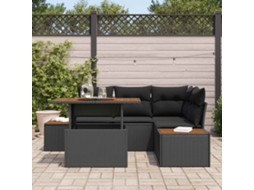 Vidaxl Conjunto De Sofá De Jardim 5 Unid. Preto Rattan Sintético