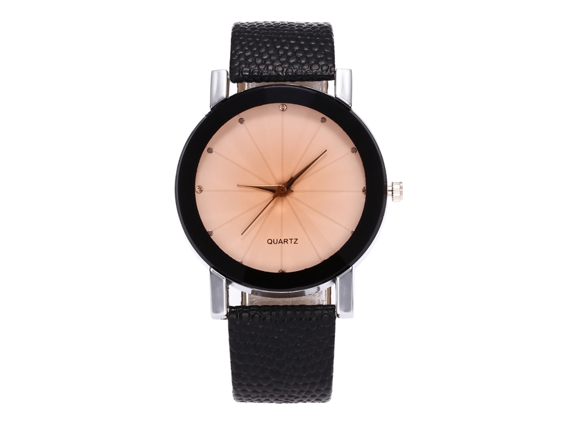 Reloj De Cuarzo Con Correa De Cuero Pu Moda Dial Redondo Para Parejas