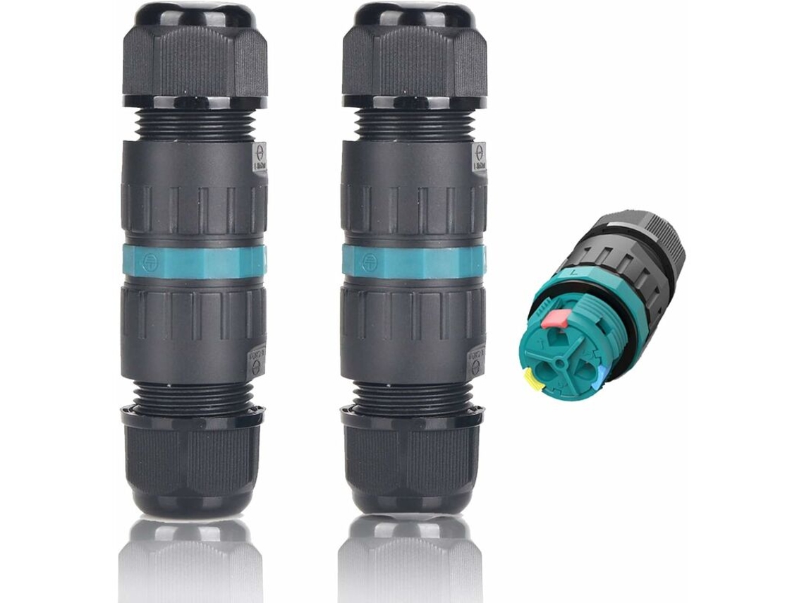 Conjunto De 2 Conectores Cabo À Prova D'água Ip68, 9 Mm A 12, Para Tv, 3 Pinos, Tomada Elétrica Externa Para Jardim, 2 Vias, Base