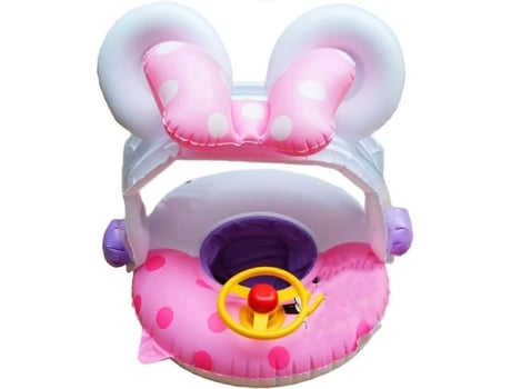 Anel de natação de desenho animado com guarda-sol, flutuador de piscina, assento de círculo de natação inflável, brinquedos de piscina, festa, Wiuos (cor rosa)