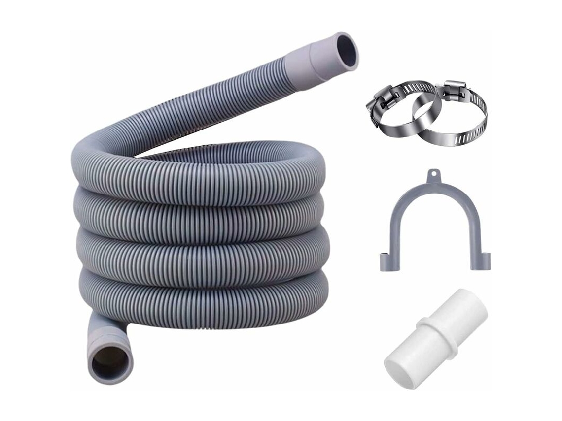 Mangueira de Drenagem de 1,5 M, 3/4", Incluindo Suporte e Braçadeiras, para Máquina de Lavar Roupa e Lava louças. AQUAFORGE