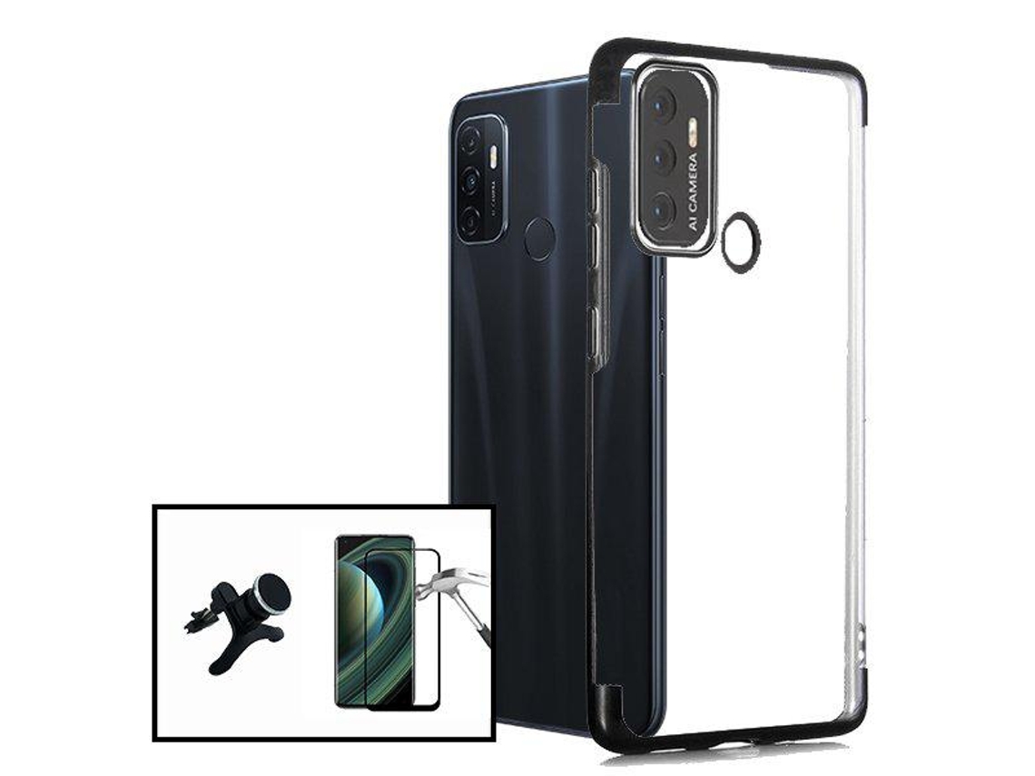 Kit Película de Vidro 5D Full Cover + Capa Slimarmor + Suporte Magnético Carro Reforçado Oppo A32 Preto