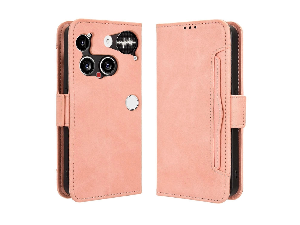 Tkdaddy For Nothing Phone (3) Capa De Couro 5g Tipo Carteira Para Celular Com Vários Compartimentos Para Cartões, Rosa