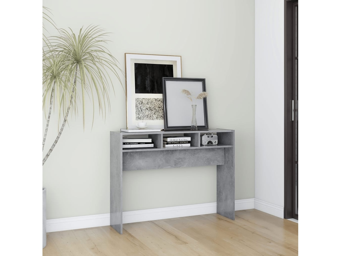 Vidaxl Mesa Consola 105x30x80 Cm Derivados De Madeira Cinzento Cimento