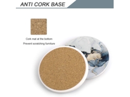 Conjunto De 4 Bases Para Copos Redondas De Pedra Absorvente Com Fundo De Cortiça E C Slowmoose