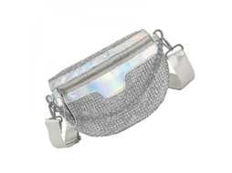 Bolsa Cintura Prateada Estilosa 24x15x4cm para Mulher Chic Shopping Viagem Diário Vzo S/MARCA