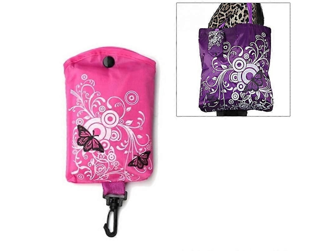 Saco de Compras Dobrável Flor de Borboleta Tecido Oxford Bolsa de Ombro Sacola Reutilizável GOKOCO
