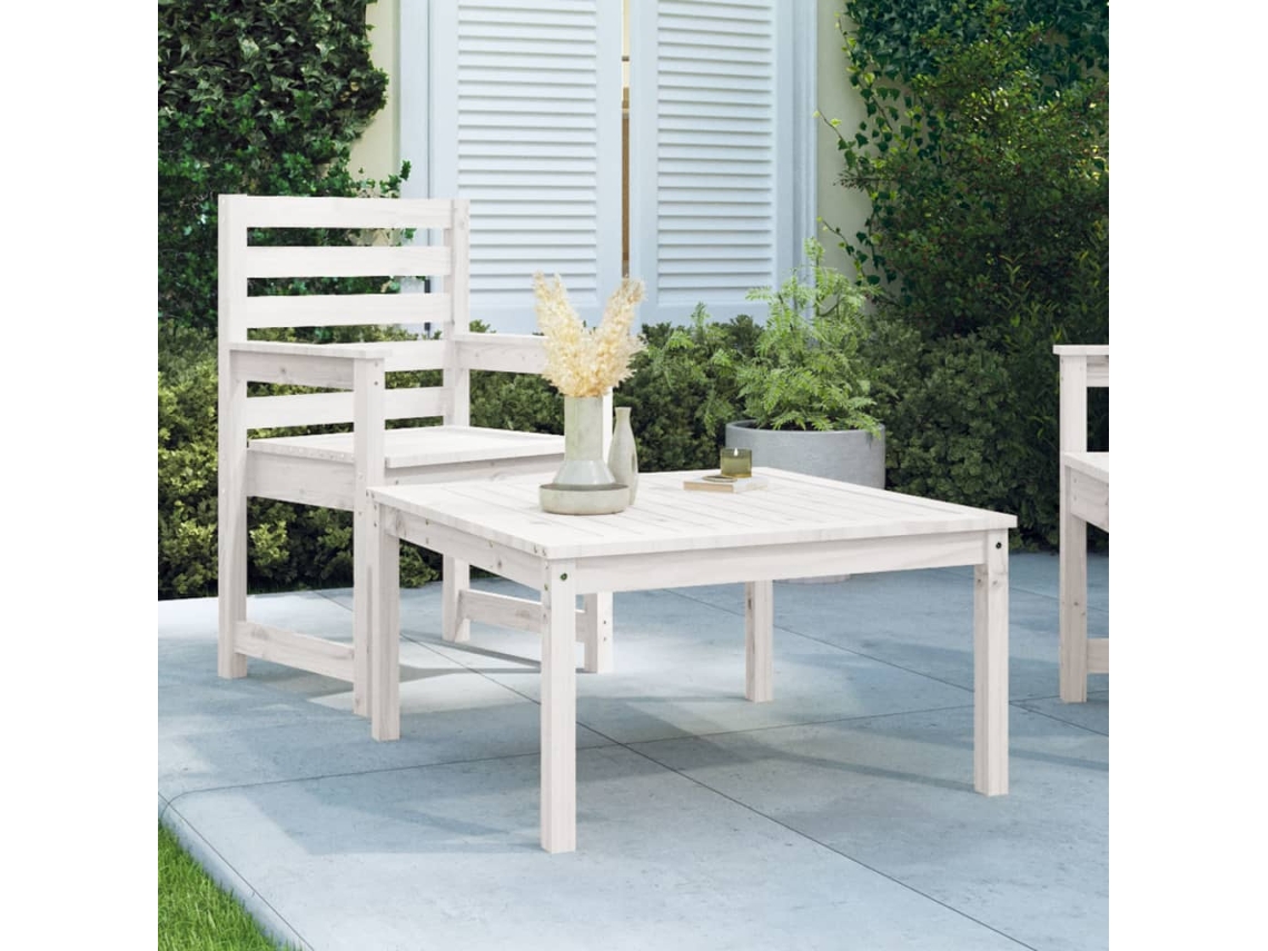 Vidaxl Mesa De Jardim 82,5x82,5x45 Cm Madeira De Pinho Maciça Branco