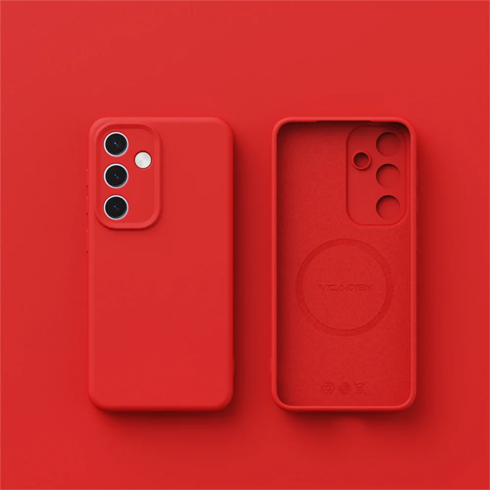 Capa Protetora (vermelha) Para Samsung S24 Plus Com Fixação Magnética Em Silicone Líquido.